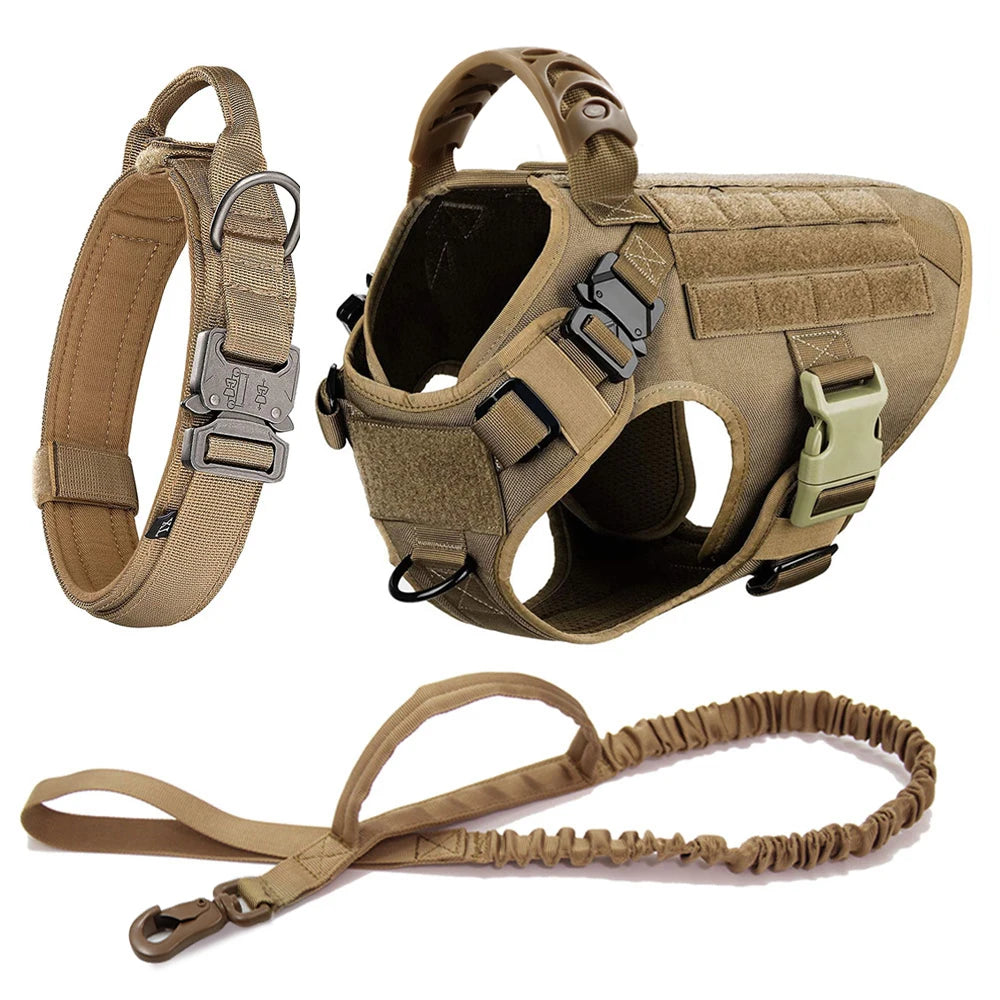 Military-style Dog Harness, Collar, and Leash Set