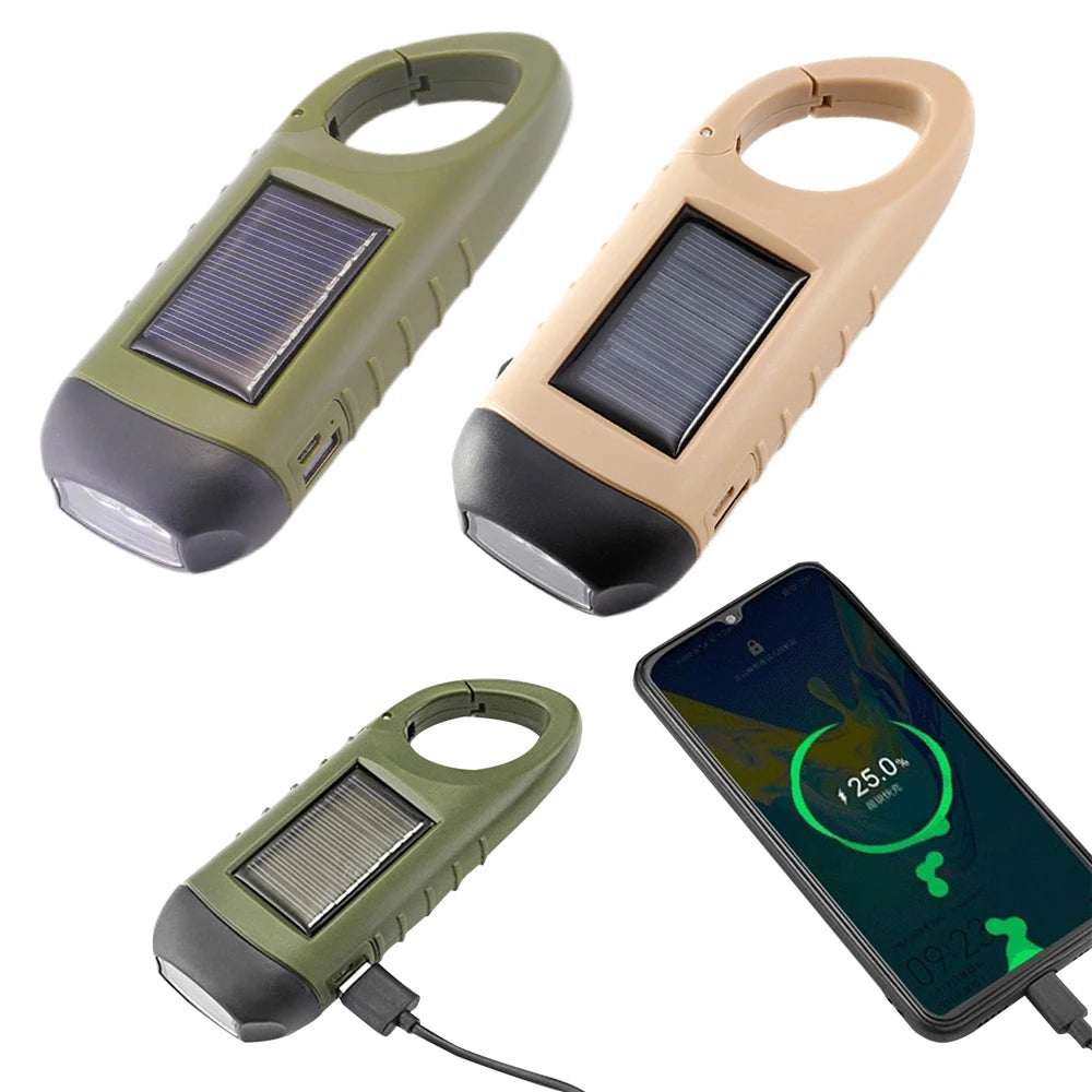 LED Solar Powered Flashlight with USB Charging Port