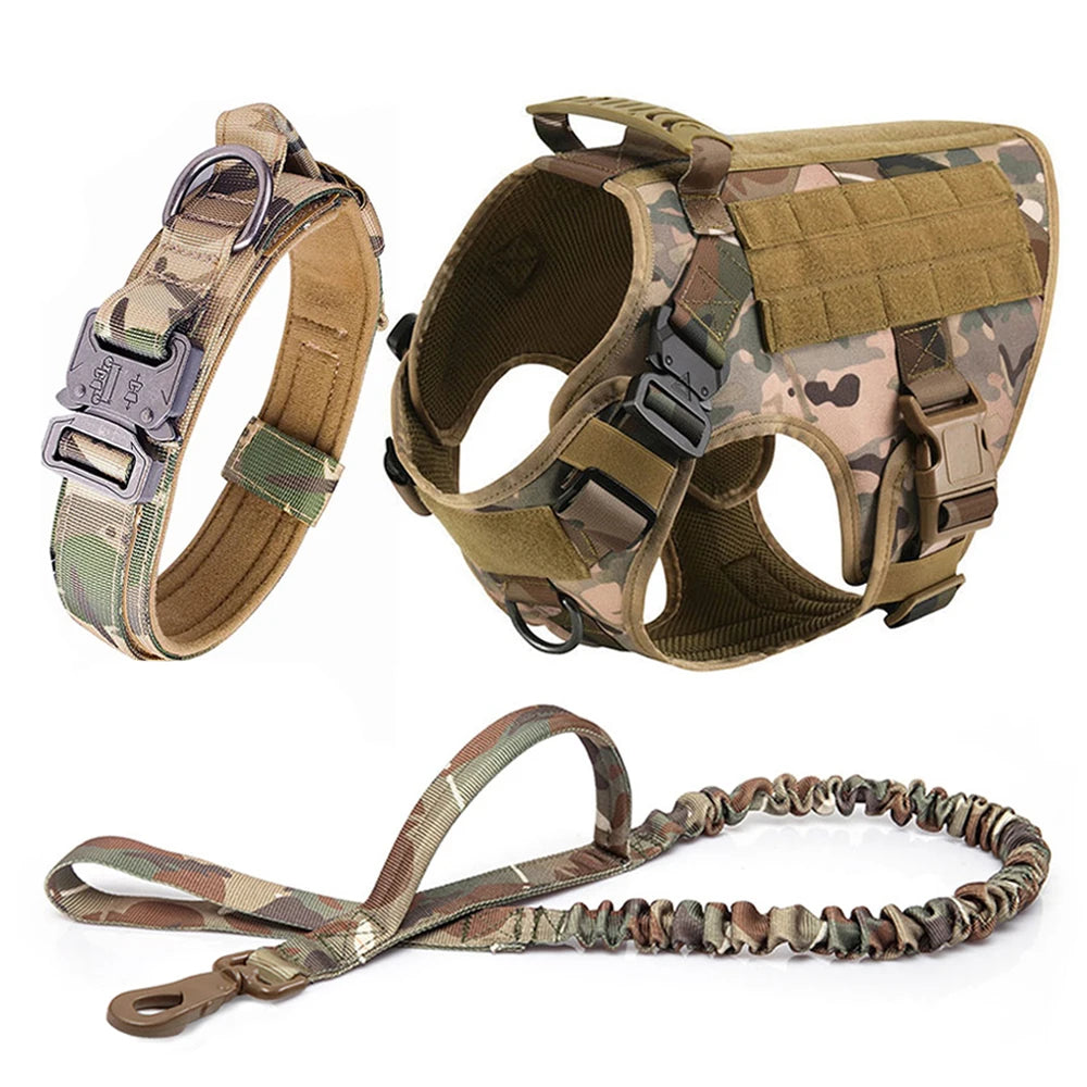 Military-style Dog Harness, Collar, and Leash Set