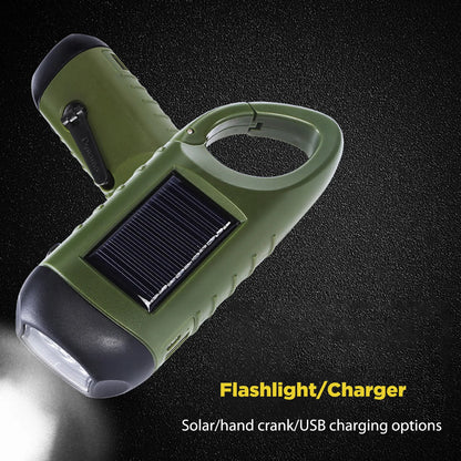 LED Solar Powered Flashlight with USB Charging Port